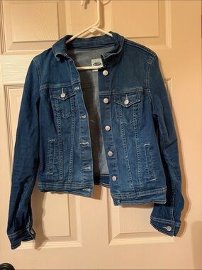 Old Navy Dark Blue Denim Jacket - Women's Jean Coat Size Small Petite